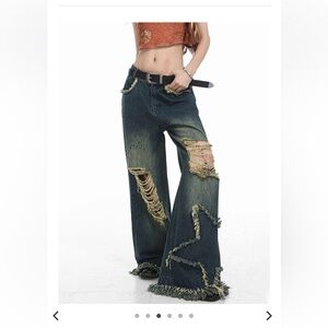 Aelfric Eden Distressed Fringe Star Jeans